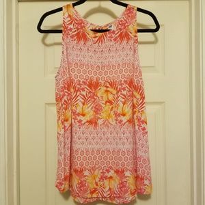 Old Navy Pink Tropical Print Sleeveless Blouse XL